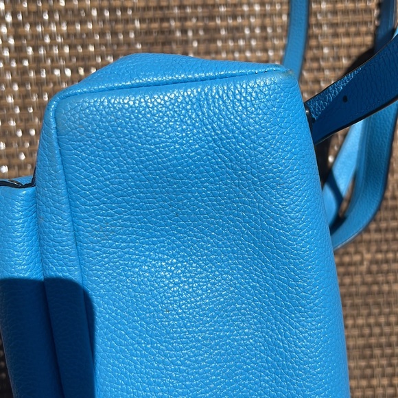 Coach Azure Blue Pebble Leather Silver Turn Lock Small Backpack - Picture 10 of 11